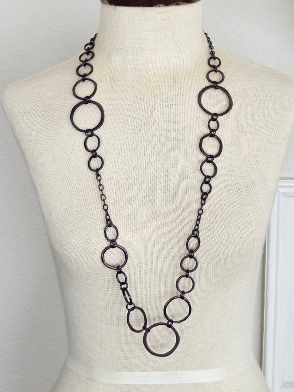 LIA SOPHIA Open Circles Dark Metal Necklace